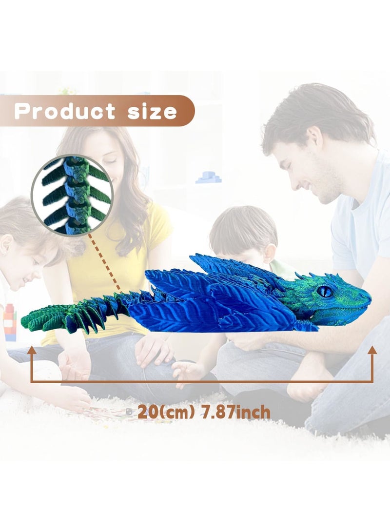 SYOSI Feathered Wyvern 3D Printed Articulated Dragon Model with Movable Wings and Joints, Poseable Desktop Pet for Fantasy Fans and Collectors, Interactive Figurine for Home and Office Decor (Blue Green) - Image 4