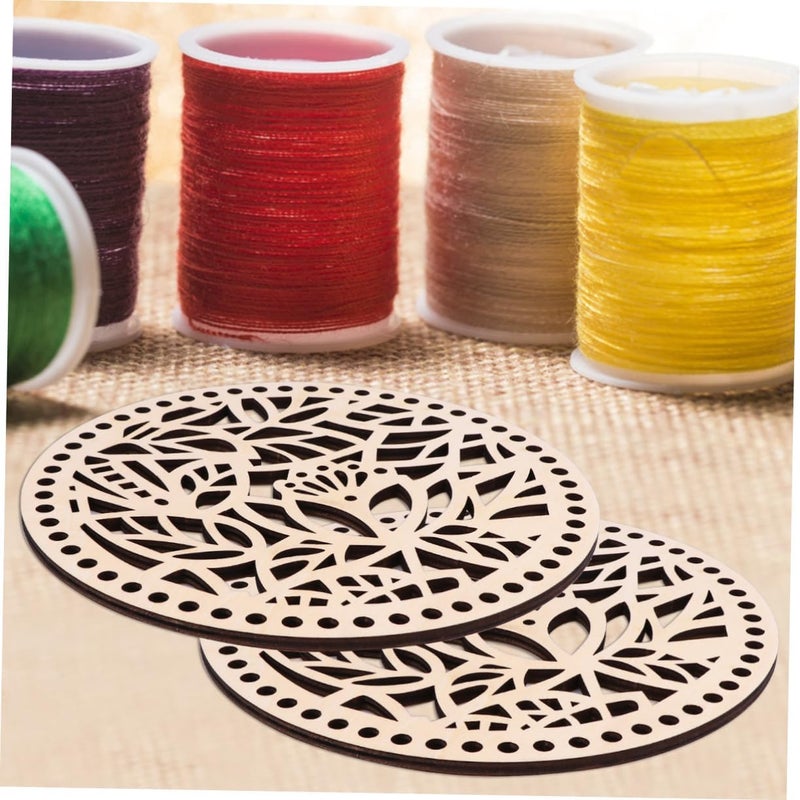 2pcs Handmade DIY Wooden Crochet Purse Base for Ladies for Crafting Unique Handbags and Accessories Hollow Carving Design Diameter - Image 3