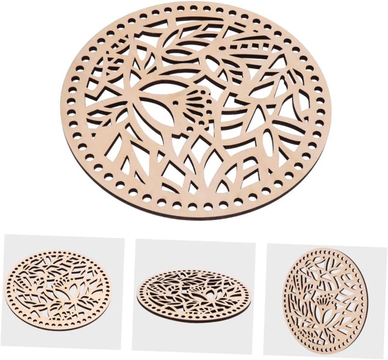 2pcs Handmade DIY Wooden Crochet Purse Base for Ladies for Crafting Unique Handbags and Accessories Hollow Carving Design Diameter - Image 4