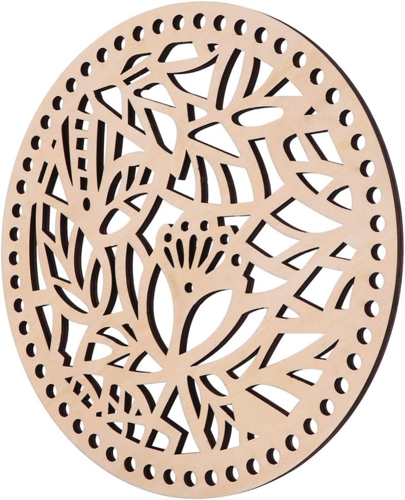 2pcs Handmade DIY Wooden Crochet Purse Base for Ladies for Crafting Unique Handbags and Accessories Hollow Carving Design Diameter - Image 1
