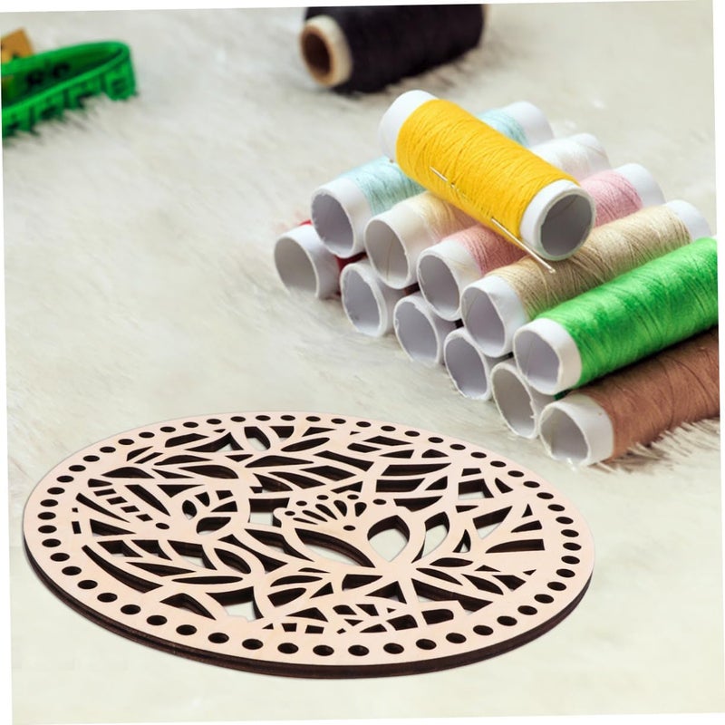 2pcs Handmade DIY Wooden Crochet Purse Base for Ladies for Crafting Unique Handbags and Accessories Hollow Carving Design Diameter - Image 2