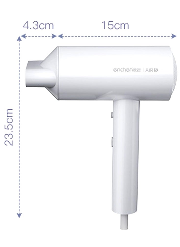 ENCHEN - Hair Dryer Air 5 High Speed 1800w Hot And Cold Air Hair Dryer Home Hotel (White) - Image 1