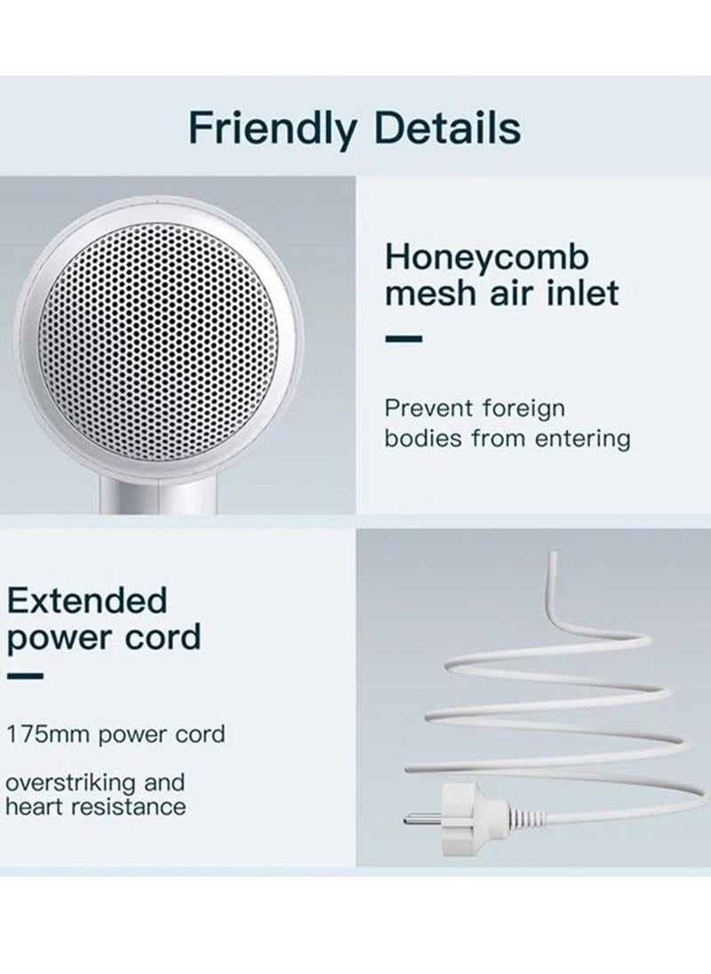 ENCHEN - Hair Dryer Air 5 High Speed 1800w Hot And Cold Air Hair Dryer Home Hotel (White) - Image 1