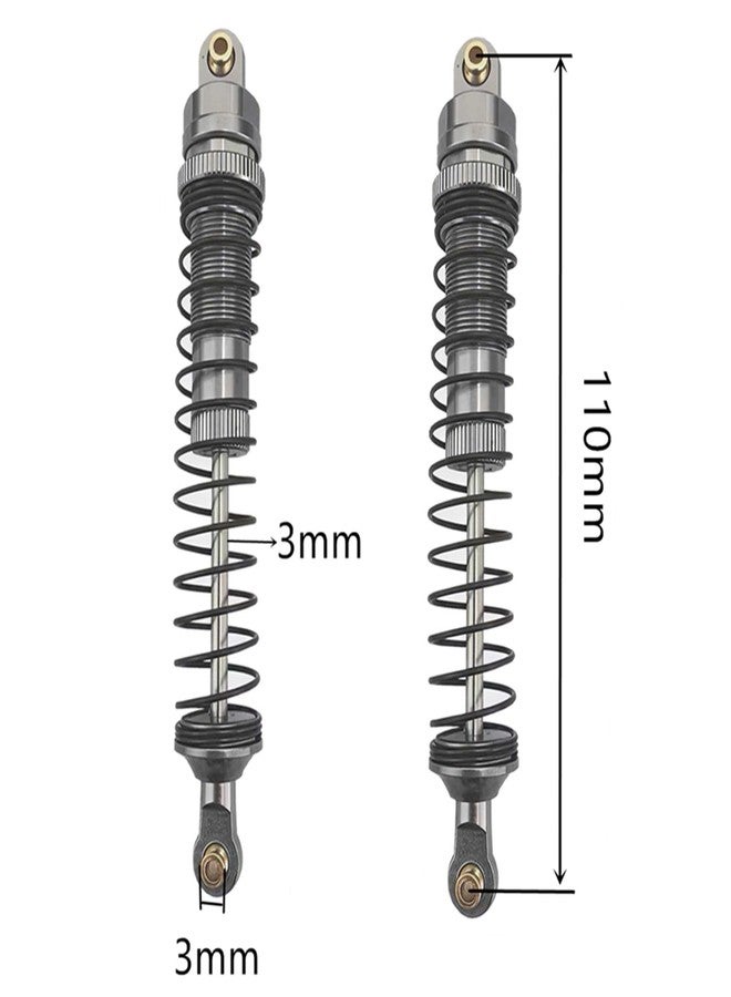 مجموعة ممتصات صدمات سيارات التحكم عن بعد، ممتصات صدمات معدنية مملوءة بالزيت لسيارات Axial SCX10 90046 AXI231017 TRX-4 D90 Wraith بمقياس 1/10 (رمادي، 110 مم) - Image 3