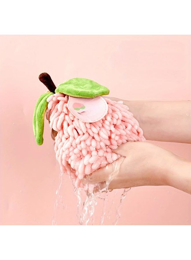 Cute Fruit Hanging Hand Towel Pink Super Soft Absorbent Kitchen Bathroom Towel With Loop - Image 5