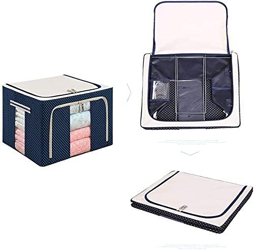AAGNA Foldable Steel Frame Clothes Living Storage Organizer Handled Bag Box for Large Size Bedding Blankets Women Saree Toys Cloth Storage BoxBag Pack of 2 88 Liter - Image 4
