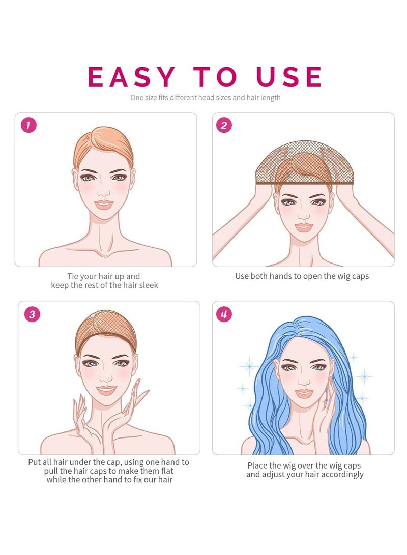 إستيل 12 قطعة من قبعات الشعر المستعار الشبكية المصنوعة من النايلون للنساء والرجال 12 قطعة 12 حديقة (بني صافي) - Image 5