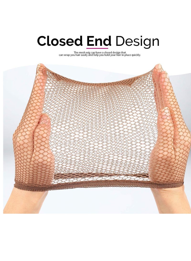 إستيل 12 قطعة من قبعات الشعر المستعار الشبكية المصنوعة من النايلون للنساء والرجال 12 قطعة 12 حديقة (بني صافي) - Image 3