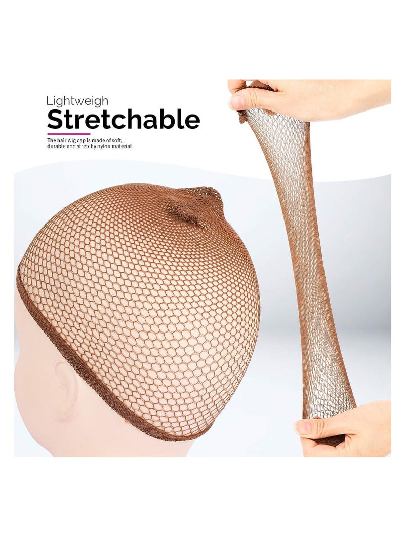 إستيل 12 قطعة من قبعات الشعر المستعار الشبكية المصنوعة من النايلون للنساء والرجال 12 قطعة 12 حديقة (بني صافي) - Image 4