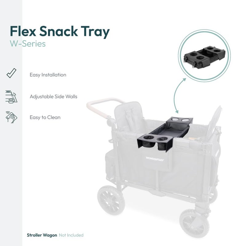 WONDERFOLD Flex Snack Tray for W2 Stroller Wagon with Convertible Cup Holders & Adjustable Sidewalls to Maximize Space, Easy to Install, Easy to Clean - Image 3