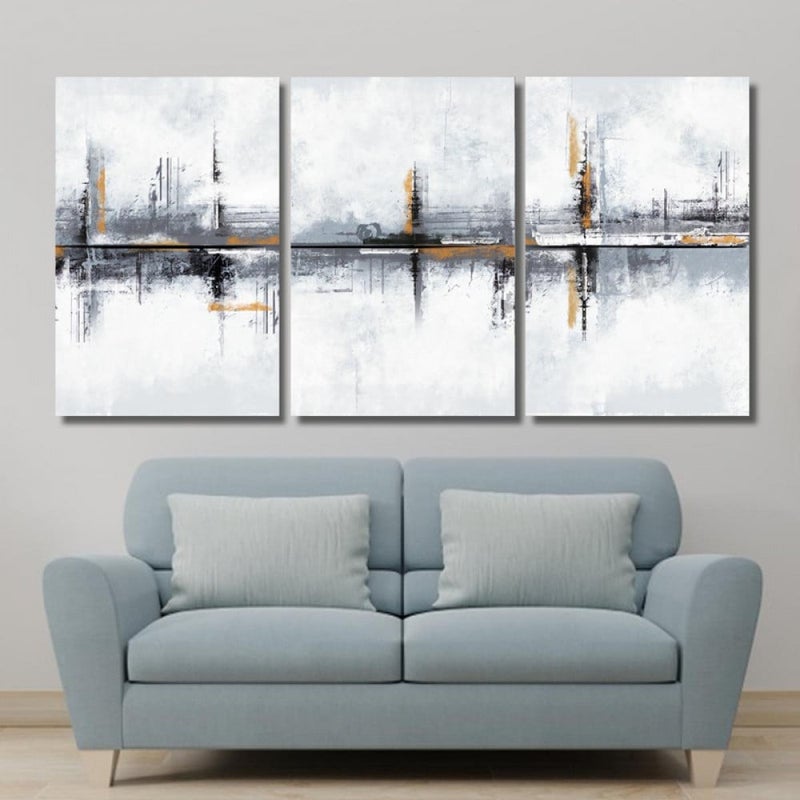 Marktna Three luxurious modern canvas prints with a hollow frame, measuring (90×40), three pieces - Image 1