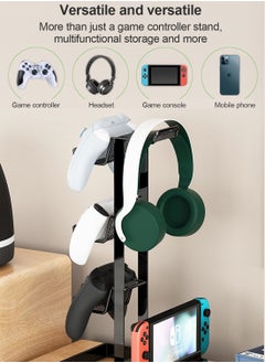 Flash Hawk 3-Tier Controllers Holder Display Stand for PS4/PS5/Switch Pro/Xbox Controllers/Headsets/Consoles/Mobile Phones Tablet White  - Image 2