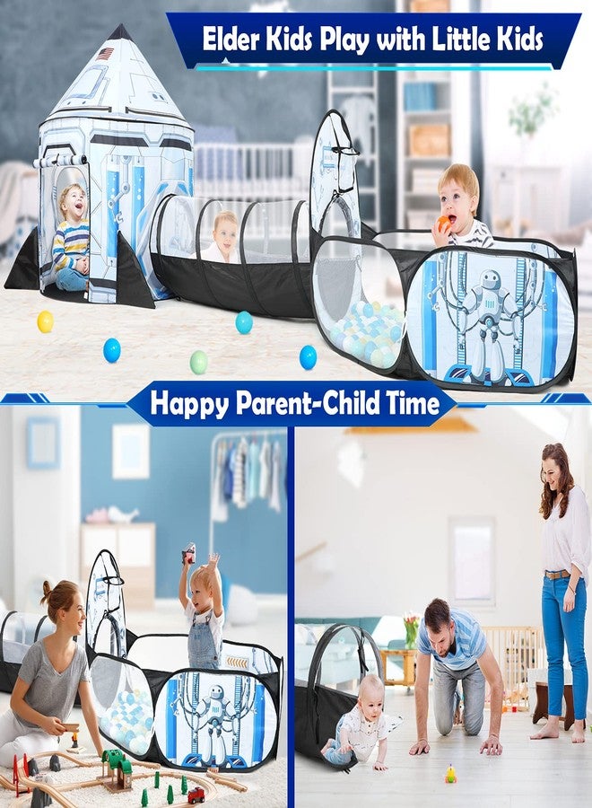 Senodeer Rocket Ship Kids Play Tent: 3Pcs Toddlers Pop Up Ball Pit and Play Tunnel for Indoor Outdoor, Spaceship Baby Playhouse Toys for 1-3 Year Old Boys Girls (3 in 1 Kids Tent) - Image 5