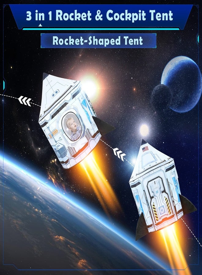 Senodeer Rocket Ship Kids Play Tent: 3Pcs Toddlers Pop Up Ball Pit and Play Tunnel for Indoor Outdoor, Spaceship Baby Playhouse Toys for 1-3 Year Old Boys Girls (3 in 1 Kids Tent) - Image 2