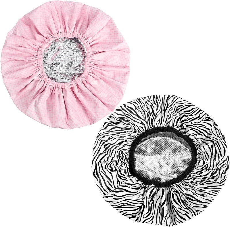 WSICSE 2 Pcs Double Layer Deep Conditioning Cap, Large Heat Cap Shower Cap Steam Cap Processing Caps for Long Thick Hair - Image 1