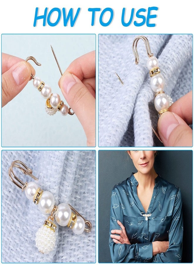 Beupy 12 Pieces Pearl Scarf Brooch Pin Assorted Muslim Scarf Hijab Clips Small Brooch Set Metal Clips for Headscarf Shawl Muslim Women Scarves Hijab Safety Shawl Brooch Pins for Women Men - Image 3