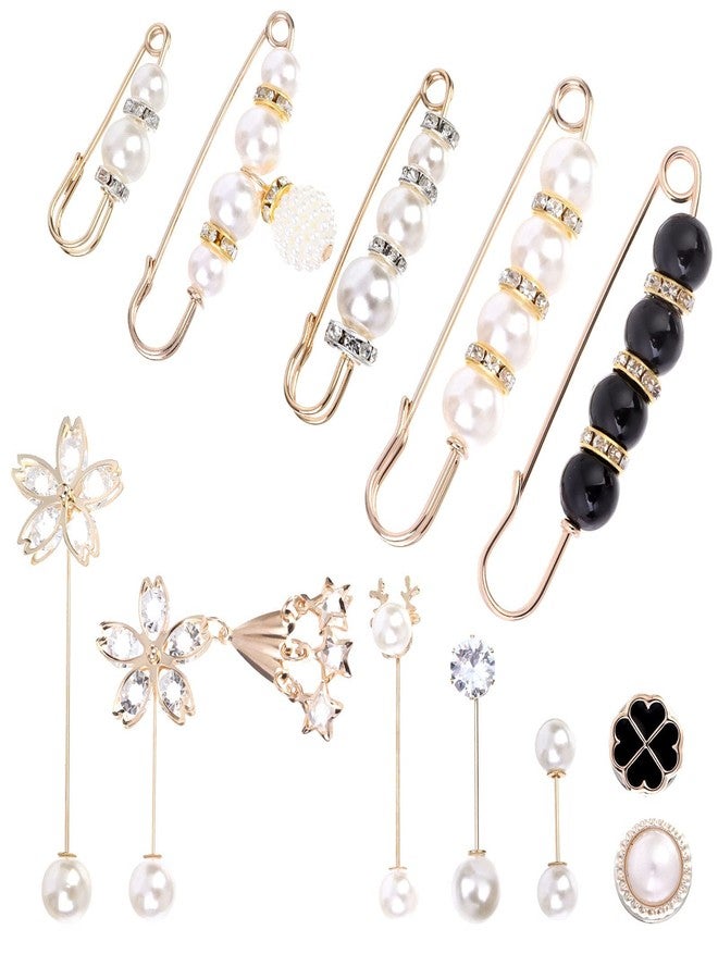 Beupy 12 Pieces Pearl Scarf Brooch Pin Assorted Muslim Scarf Hijab Clips Small Brooch Set Metal Clips for Headscarf Shawl Muslim Women Scarves Hijab Safety Shawl Brooch Pins for Women Men - Image 1