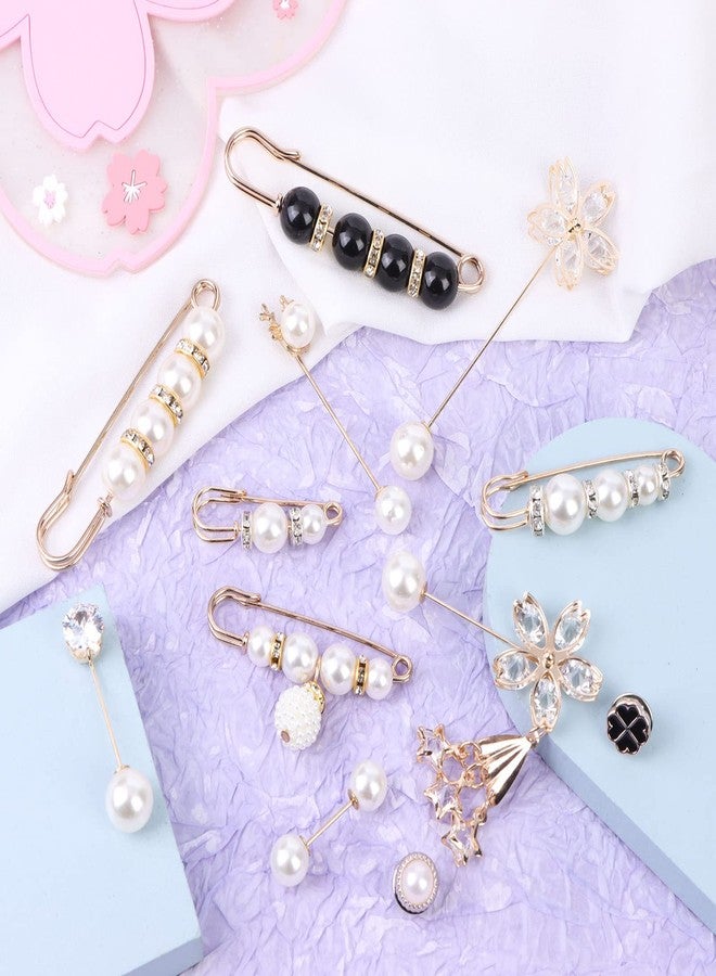 Beupy 12 Pieces Pearl Scarf Brooch Pin Assorted Muslim Scarf Hijab Clips Small Brooch Set Metal Clips for Headscarf Shawl Muslim Women Scarves Hijab Safety Shawl Brooch Pins for Women Men - Image 5