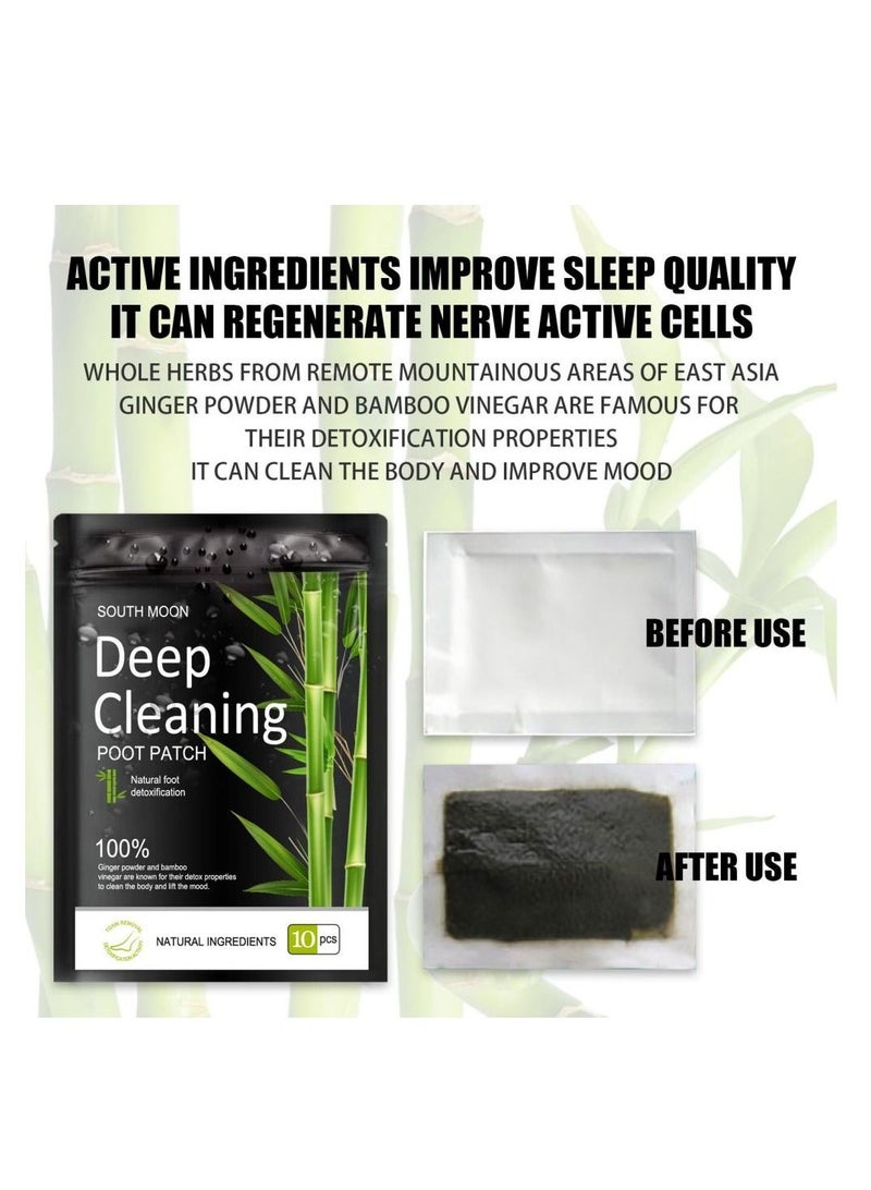 ساوث مون 10 قطع من ضمادات القدم المطهرة للتخلص من السموم لصقات النوم والتوتر وتخفيف الجفاف للعناية بالقدم وتحسين جودة النوم - Image 2