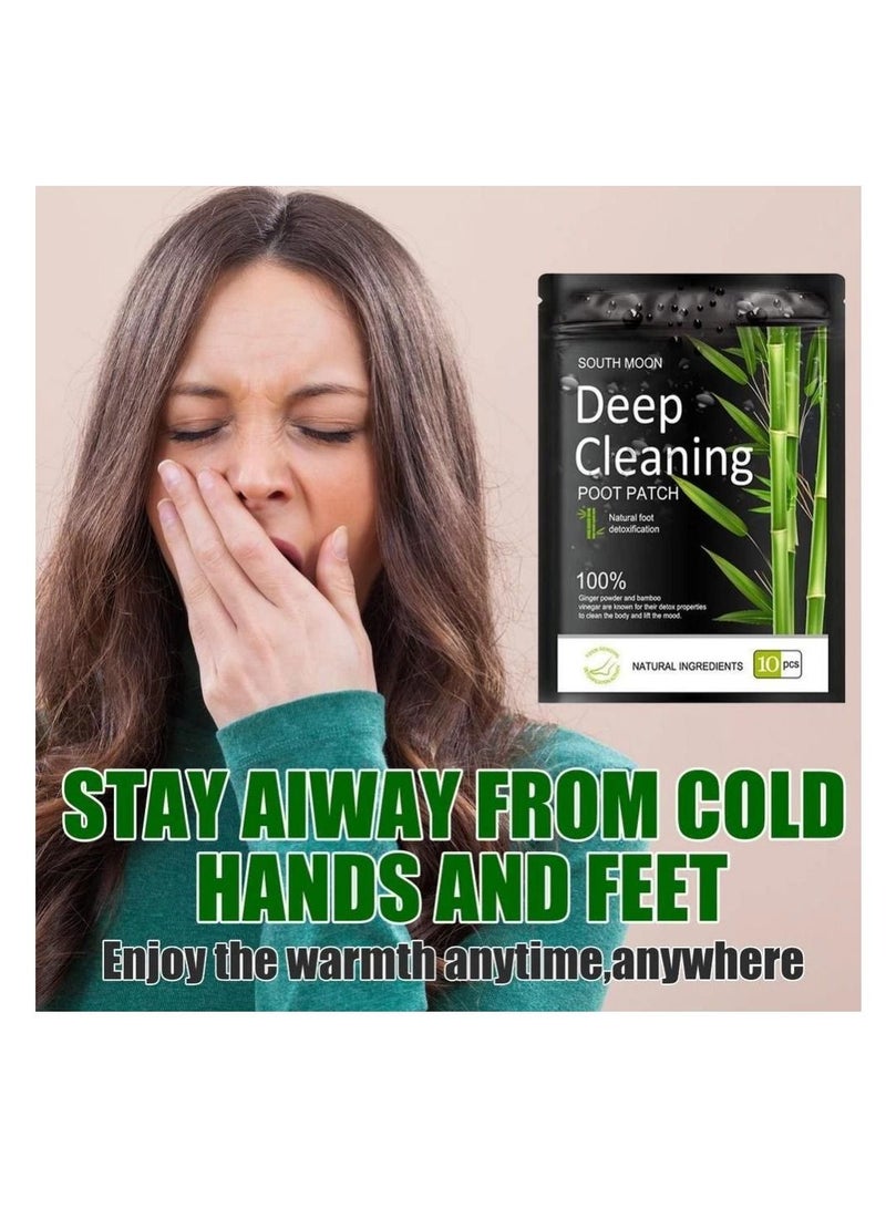 ساوث مون 10 قطع من ضمادات القدم المطهرة للتخلص من السموم لصقات النوم والتوتر وتخفيف الجفاف للعناية بالقدم وتحسين جودة النوم - Image 4