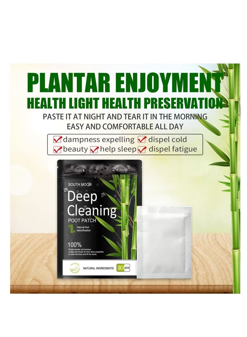ساوث مون 10 قطع من ضمادات القدم المطهرة للتخلص من السموم لصقات النوم والتوتر وتخفيف الجفاف للعناية بالقدم وتحسين جودة النوم - Image 1