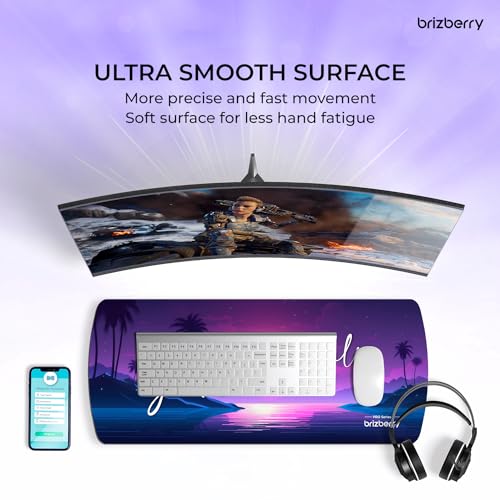 ARTBRIZ® Brizberry Extended Mouse Pad, Desk Mat, 740mm x 310mm x 3mm Large Printed Premium Anti Skid Rubber Base for Desktop Laptop Keyboard (DM Design 10) - Image 2