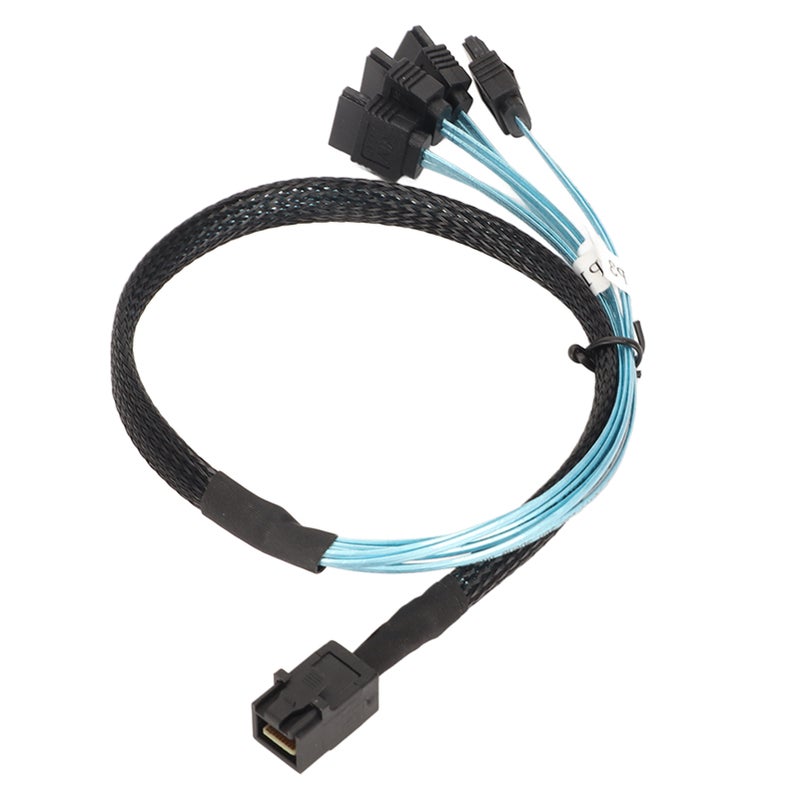 كابل من Mini SAS HD SFF 8643 بتدفق بيانات 12 جيجابايت في الثانية إلى 4 من منافذ SATA 3.0 — كابل بيانات لصفحة أقراص أجهزة التخزين المركزية (خادم) مزدوج القناة ومصنوع من البولي فينيل كلوريد، بطول 1 متر / 3.3 قدم - Image 3