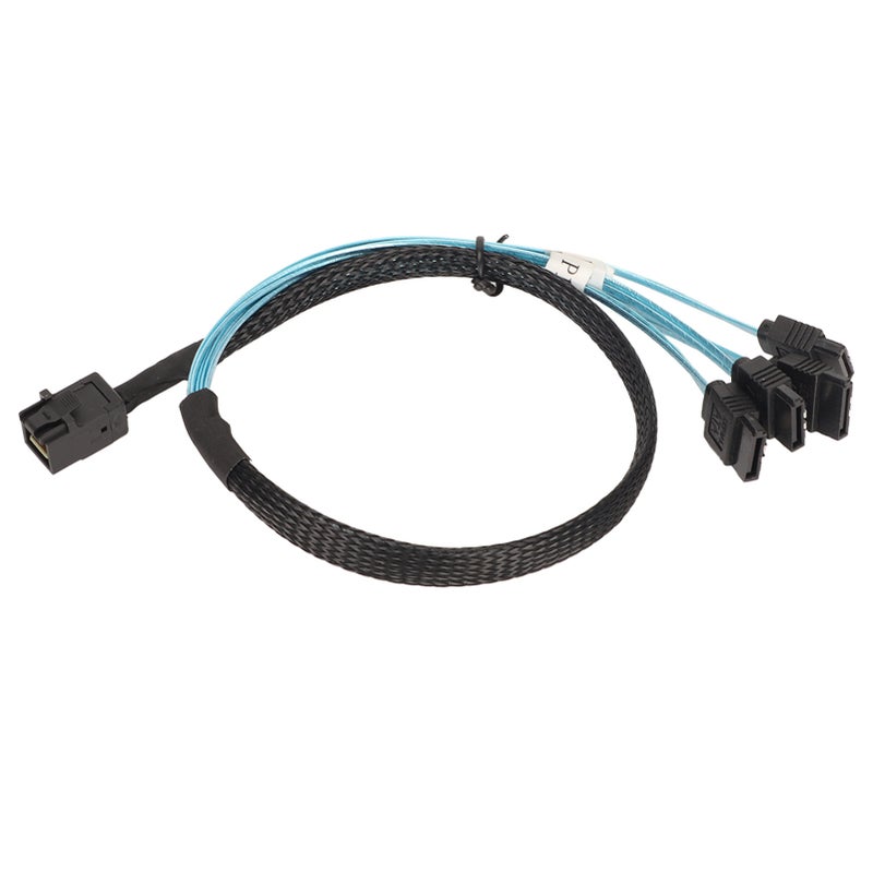 كابل من Mini SAS HD SFF 8643 بتدفق بيانات 12 جيجابايت في الثانية إلى 4 من منافذ SATA 3.0 — كابل بيانات لصفحة أقراص أجهزة التخزين المركزية (خادم) مزدوج القناة ومصنوع من البولي فينيل كلوريد، بطول 1 متر / 3.3 قدم - Image 4