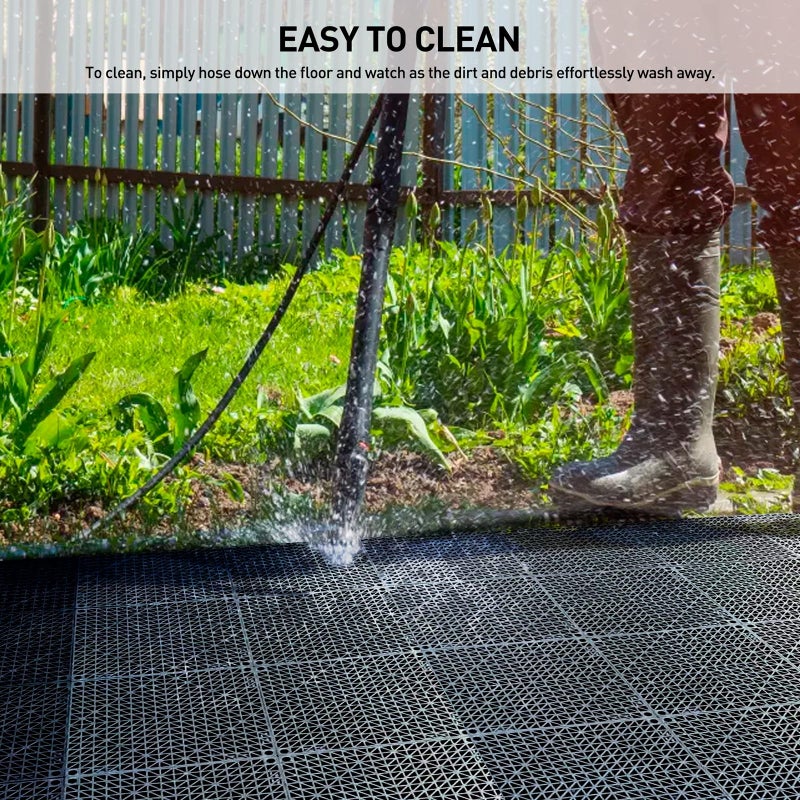 MAXWAVE 18 Pack 12" x 12" Modular Interlocking Floor Mats, Soft PVC Non-Slip Drainage Tiles, Splicing Rubber Cushion Flooring for Deck, Shower, Pool, Basement, Shed, Indoor and Outdoor Use - Image 5