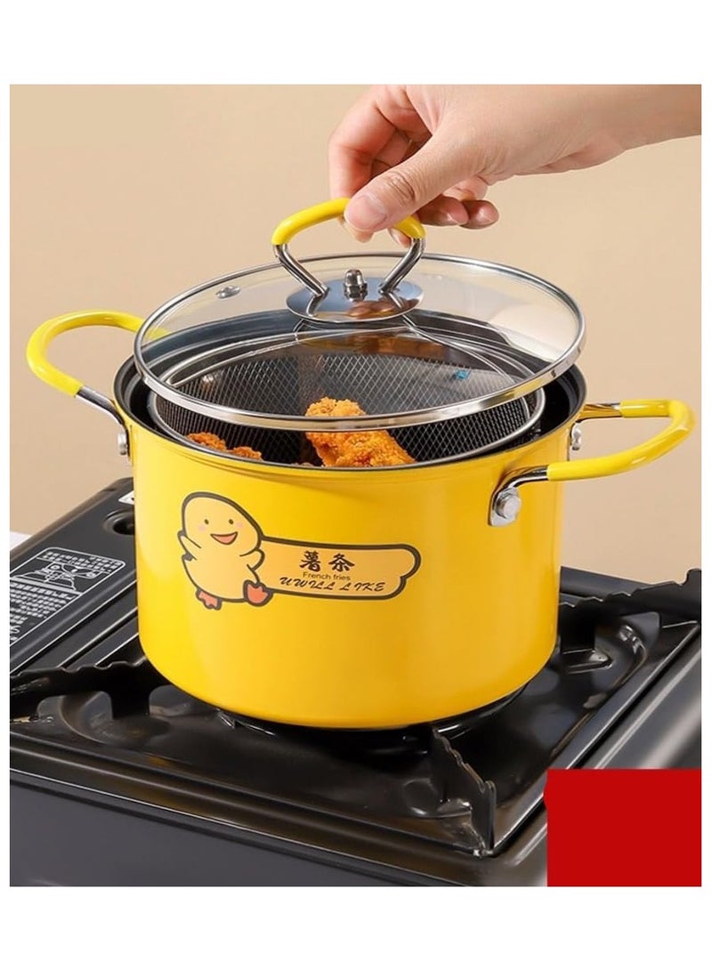 2L Stainless Steel Deep Fryer Pot with Filter Lid for Frying Oil - Image 1