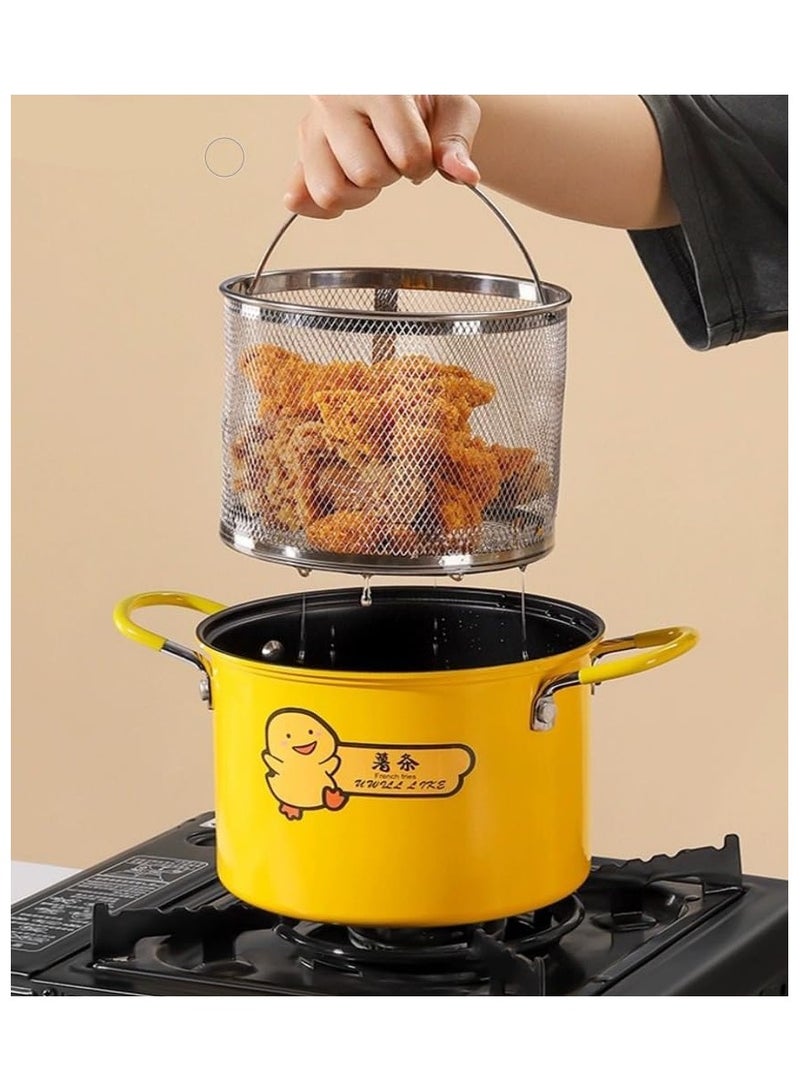 2L Stainless Steel Deep Fryer Pot with Filter Lid for Frying Oil - Image 2