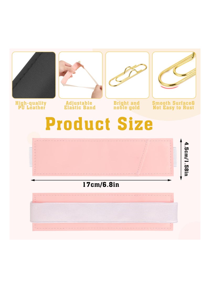 Excefore 4 Pcs Pen Holder for Notebook Set Include PU Leather Pen Holder with Adjustable Elastic Band and Metal Pen Clips for Notebooks, Journals, Planners  - Image 2