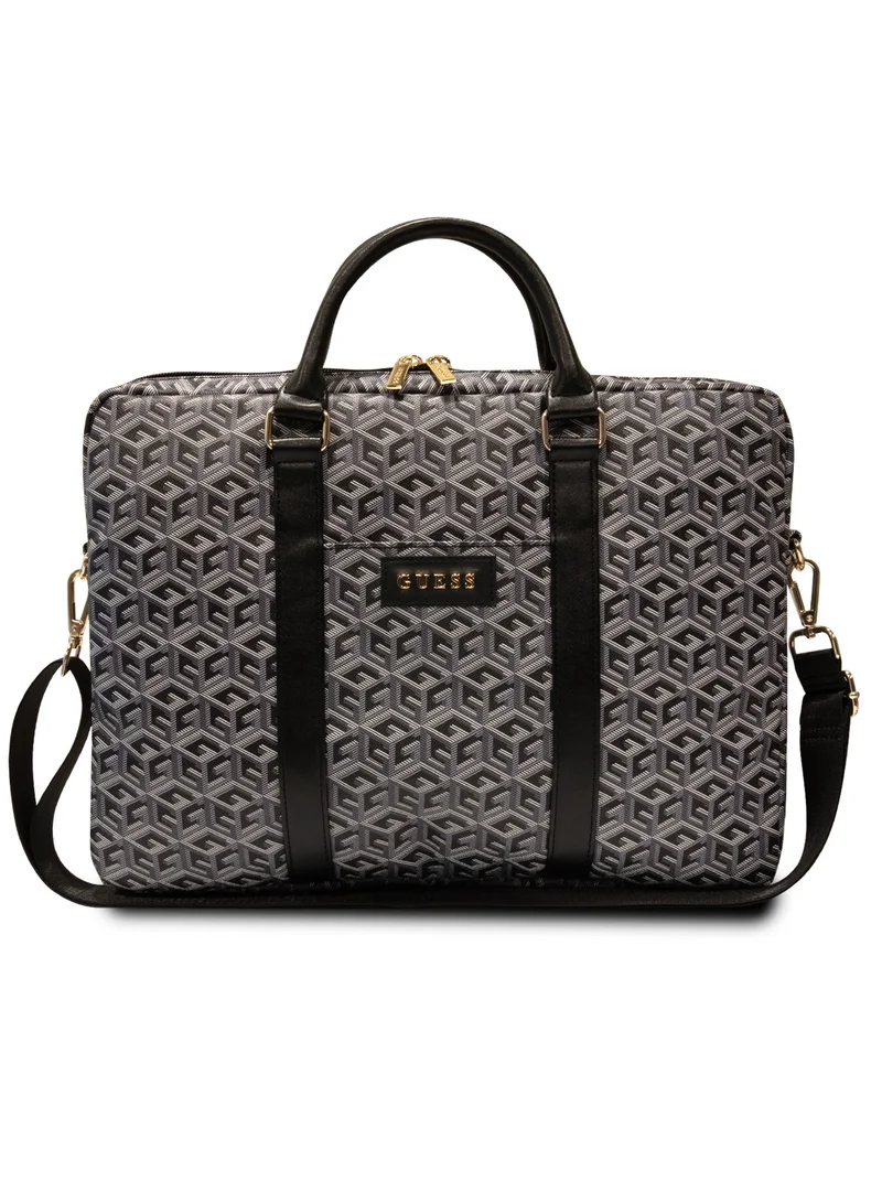GUESS Computer Bag with Gcube Stripes Compatible with Devices up to 16" and Full device protection - Black