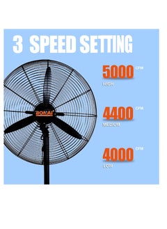 BONAI Metal Stand Fan 230W, 145m/min airflow,Adjustable Fan  for Home, factories, warehouses, garages, workshops, gyms  and More Cooling Solution   - HK-WT650  - Image 3