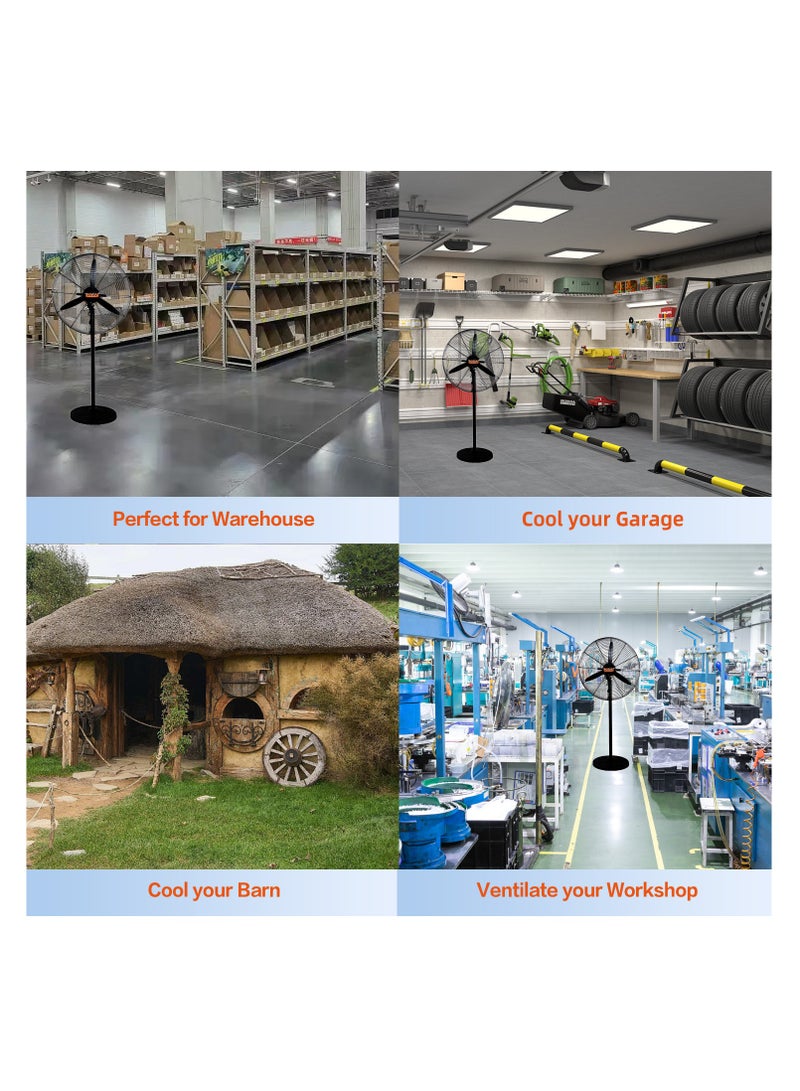 بوناي مروحة معدنية قائمة بقوة 230 واط، تدفق هواء 145 متر/دقيقة، مروحة قابلة للتعديل للمنزل والمصانع والمستودعات والجراجات وورش العمل والصالات الرياضية والمزيد من حلول التبريد - HK-WT650 - Image 5