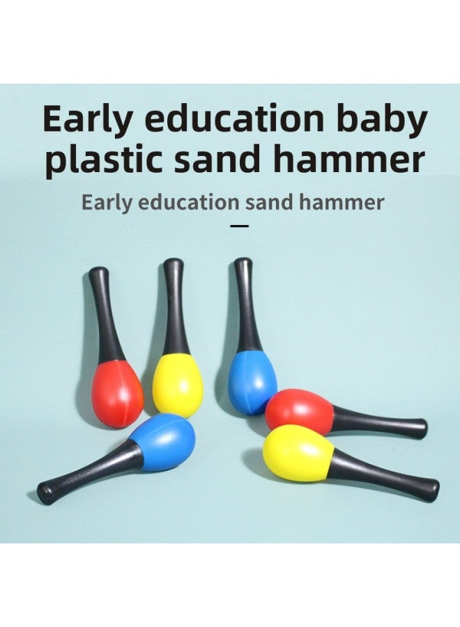 Orff Wooden Sand Hammer Educational Toys Children's Early Education Percussion Instruments Plastic Sand Ball Kindergarten Teachers Recommended-Color:Small Wooden Blue Bottom White Strip - Image 3