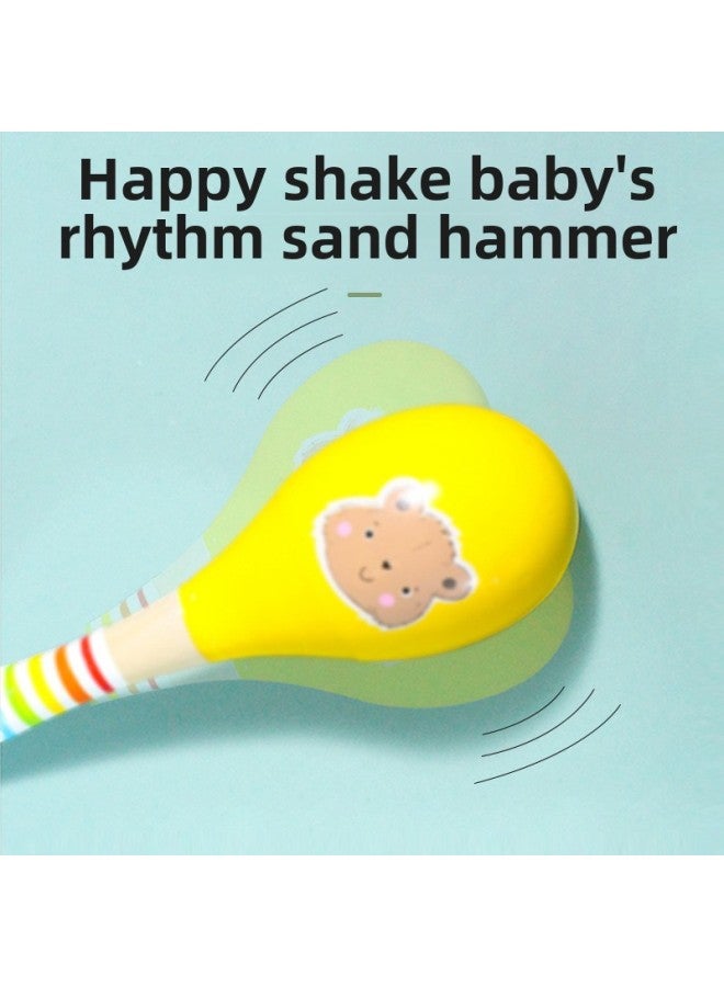 Orff Wooden Sand Hammer Educational Toys Children's Early Education Percussion Instruments Plastic Sand Ball Kindergarten Teachers Recommended-Color:Small Wooden Blue Bottom White Strip - Image 4