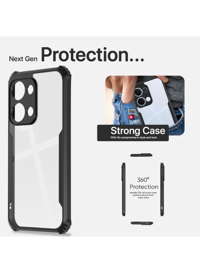 Case for Oppo A6 Pro 5G Clear Cover Hard PC Back Cover with Shockproof TPU Black Border 360 Degree Impact Resistant non-Yellowing Transparent Cover For Oppo A6 Pro 5G - Image 1