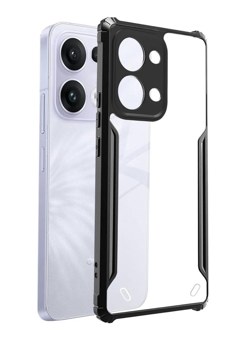 Case for Oppo A6 Pro 5G Clear Cover Hard PC Back Cover with Shockproof TPU Black Border 360 Degree Impact Resistant non-Yellowing Transparent Cover For Oppo A6 Pro 5G - Image 2