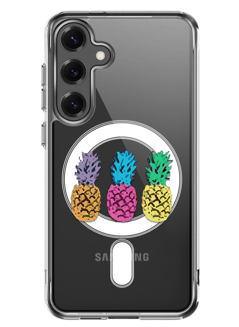 Theodor Magnetic Case for Samsung Galaxy S25 Plus 6.7-inch Compatible with MagSafe Wireless Charging, Shockproof Phone Bumper Cover pineapple - Image 1