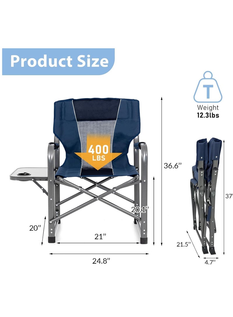 GO2CAMPS Premium Heavy-Duty Director Camping Chair with Foldable Side Table | Built-In Cup Holder Outdoor Chair for Camping, Hiking, Picnic, Fishing, Beach, Tailgating and Backyard Lounging and Events - Image 3