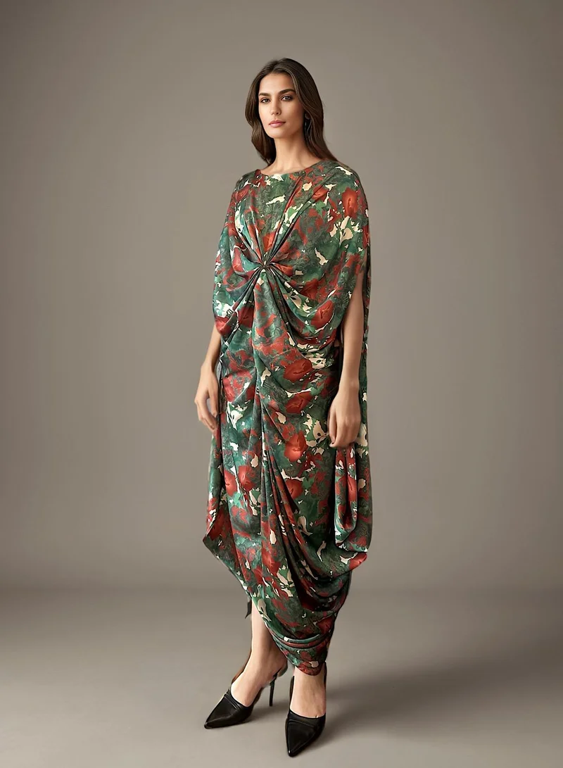 ECSTACY printed pleated dress