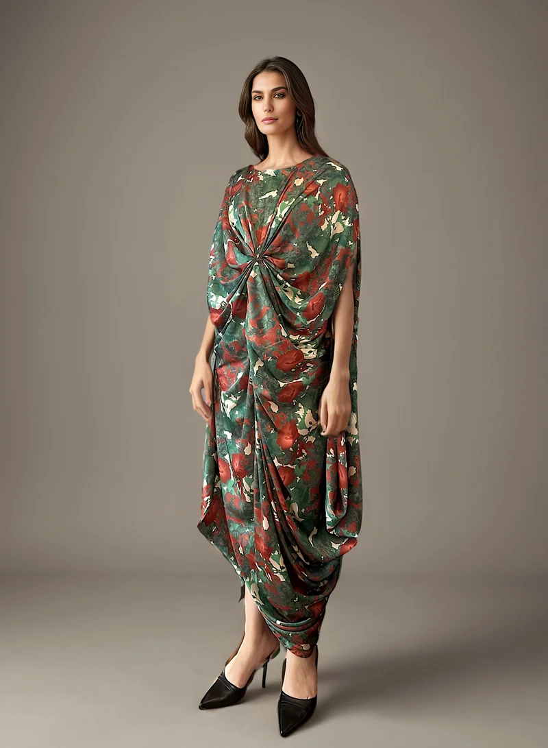 ECSTACY printed pleated dress