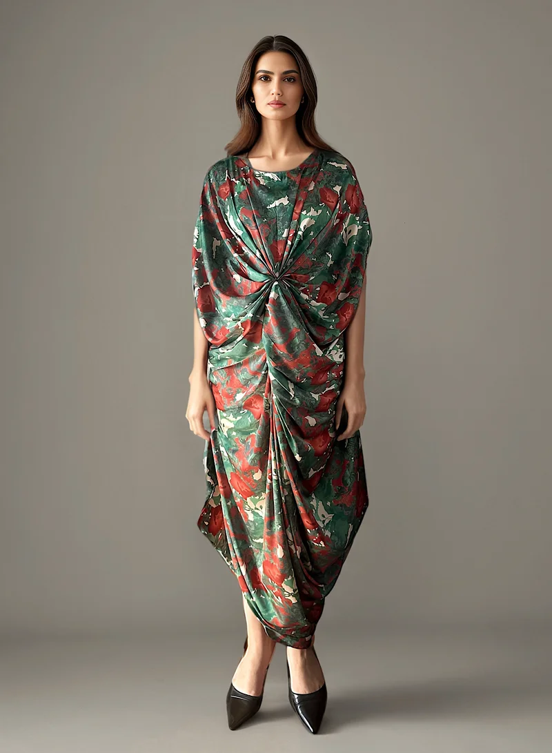 ECSTACY printed pleated dress