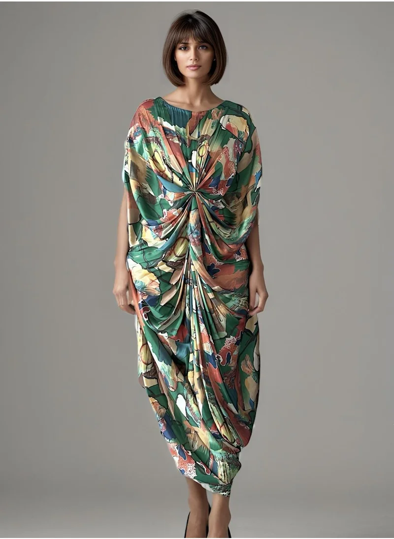 إكستاسي printed pleated dress