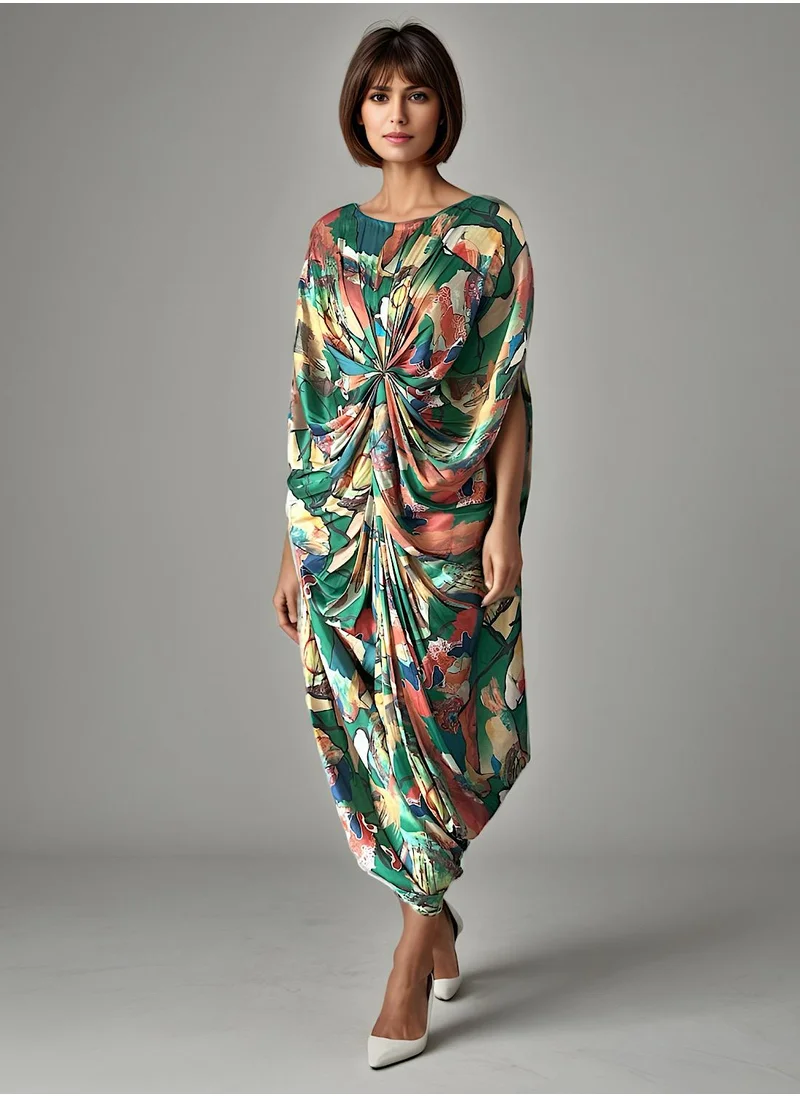 إكستاسي printed pleated dress