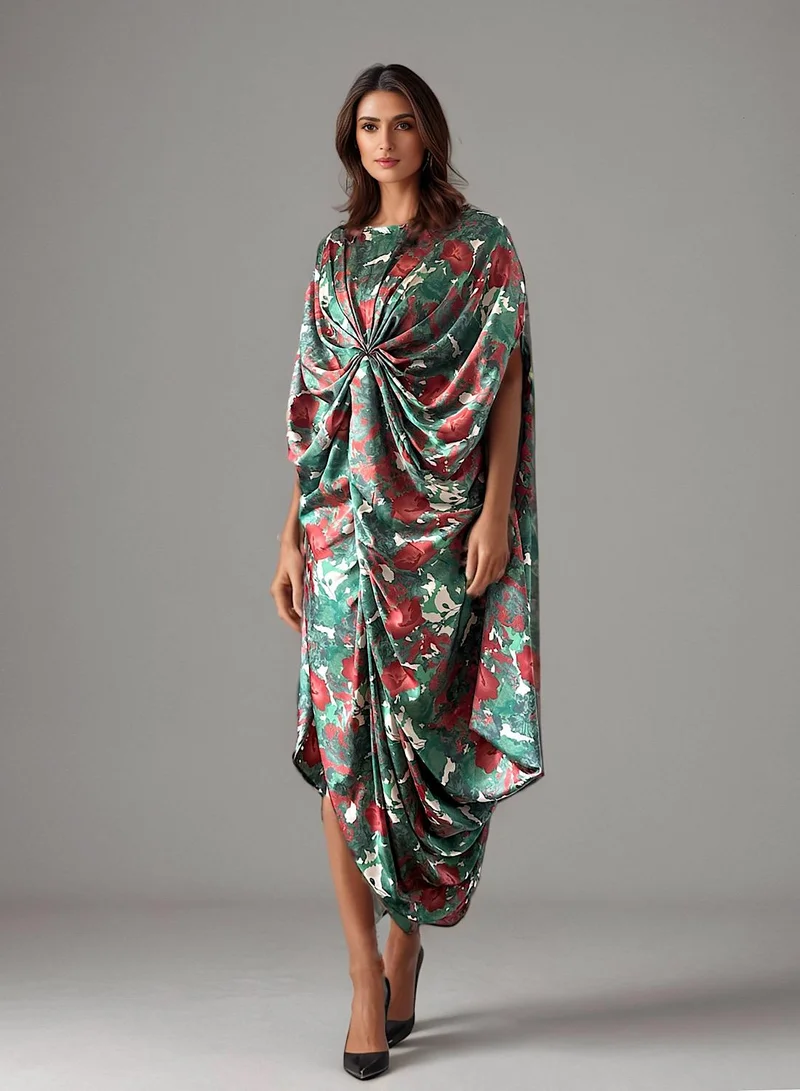 إكستاسي فستان مطبوع مطوي