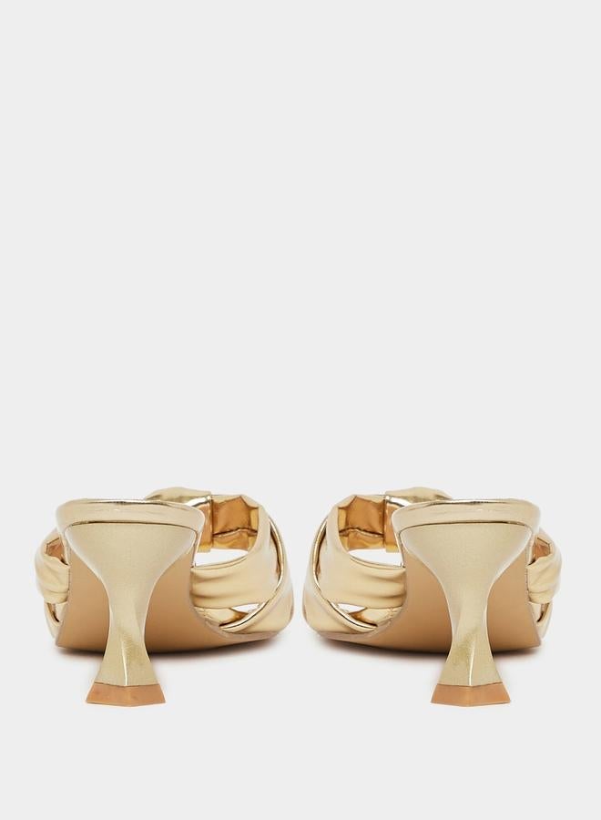 ستايلي صندل بكعب صغير وحزام متقاطع معدني - Image 5