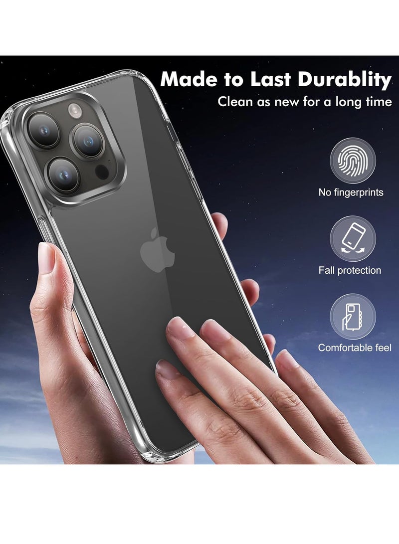 ELTRAZONE iPhone 15 Pro Max Case, Clear Case [Non Yellowing] [Military Grade Protection] with 2X Tempered Glass Screen and 2X Camera Lens Protectors, Shockproof and Air-Guard Corners - Image 2