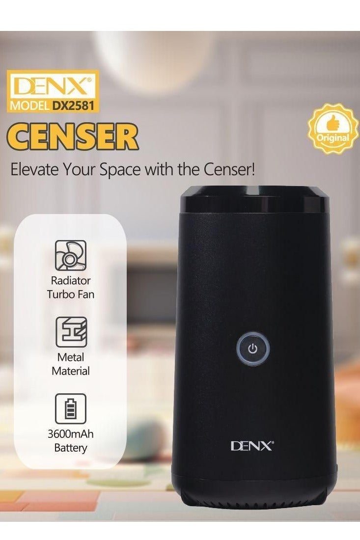 Denx "DX2581 Portable Smart Electronic Censer – High-Quality Incense Burner with Turbo Fan, 3600mAh Rechargeable Battery, Type-C Fast Charging, Premium Metal Design, Compact & Lightweight for Home, Office, or Car Use" - Image 3